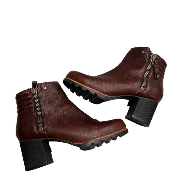 Women’s Sorel Brown Leather Danica Heeled Waterproof Booties Boots size 9.5 - Picture 6 of 11
